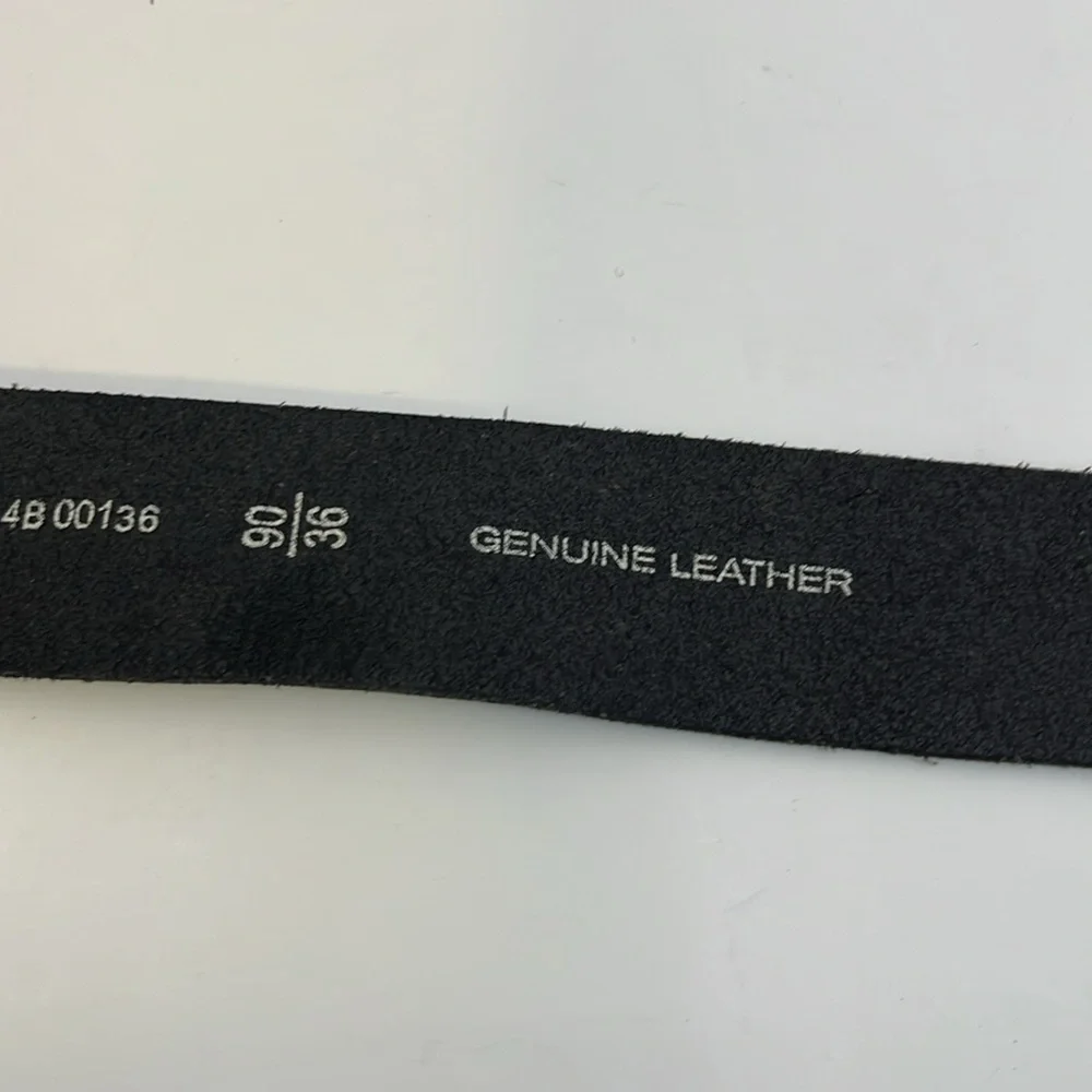Fossil Black Leather Belt with Silver Toned Double Prong Buckle- Men’s size 36